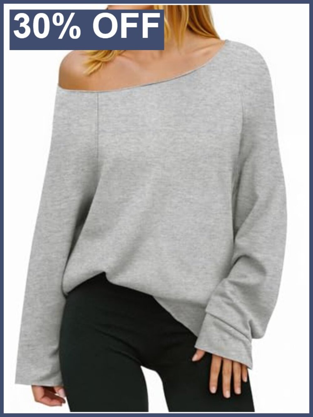 Off Shoulder Oversized Sweatshirt Lightweight Long Sleeve Y2K Tunic Top